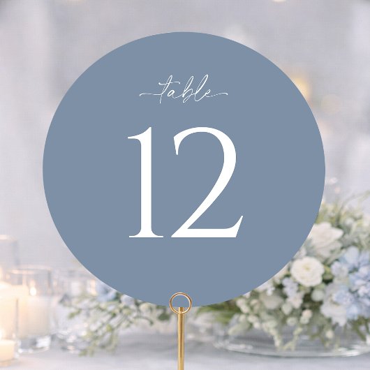 Invitation Dusty Blue Round Wedding Table Number