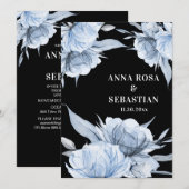 Invitation *~* Dusty Blue RSVP Floral Rose AR15 Mariage (Devant / Derrière)