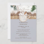 Invitation Dusty Blue Rustic Baby C'est froid douche extérieu (Devant)