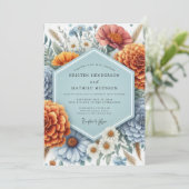 Invitation Dusty Blue Rustic Bloom Wedding (Debout devant)