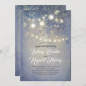 Invitation Dusty Blue Rustic Country Engagement Party (Devant / Derrière)