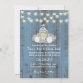 Invitation Dusty Blue Rustic Lantern & String Mariage (Devant)