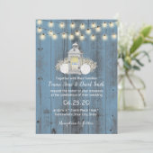 Invitation Dusty Blue Rustic Lantern & String Mariage (Debout devant)