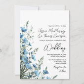 Invitation Dusty Blue Sage Boho Fleur sauvage Photo QR Mariag (Devant)