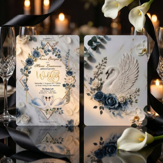 Invitation Dusty Blue Sage & Cream Geometric Wedding