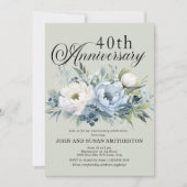 Invitation Dusty Blue Sage Green 40e anniversaire (Devant)