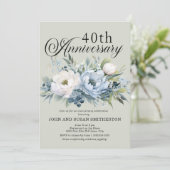 Invitation Dusty Blue Sage Green 40e anniversaire (Debout devant)
