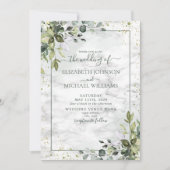 Invitation Dusty Blue Sage Green Botanical Green Mariage (Devant)