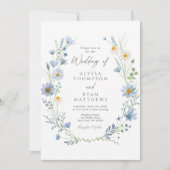Invitation Dusty Blue Sage Green Wildflower Floral Wedding (Devant)