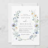 Invitation Dusty Blue Sage Green Wildflower Floral Wedding (Devant)