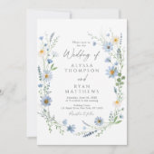 Invitation Dusty Blue Sage Wildflower Floral Wedding (Devant)