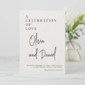 Invitation Dusty Blue Script Photo QR Code Wedding (Debout devant)