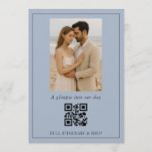 Invitation Dusty Blue Script Photo QR Code Wedding (Dos)