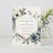 Invitation Dusty Blue Serene Bloom Wedding (Debout devant)