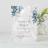 Invitation Dusty Blue Silver Bouquet Bridesservantes Déjeuner (Debout devant)
