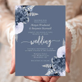 Invitation Dusty Blue Silver Floral Mariage