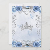 Invitation Dusty Blue Silver Floral Princess Quinceañera (Dos)