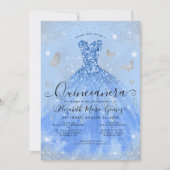 Invitation Dusty Blue Silver Parties scintillant Gown Photo Q (Devant)