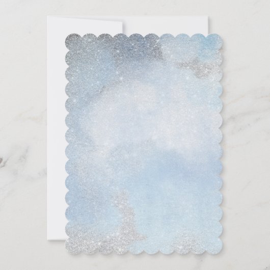 Invitation Dusty Blue Silver Parties scintillant Princesse Qu (Dos)