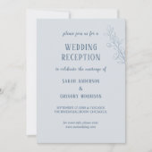Invitation Dusty Blue Simple Boho Floral Mariage Réception (Devant)