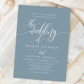 Invitation Dusty Blue Simple Mariage de script moderne