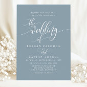 Invitation Dusty Blue Simple Mariage de script moderne