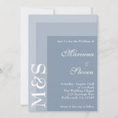 Invitation Dusty Blue Simple Moderne Chic Script Mariage Invi (Devant)