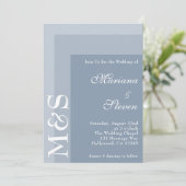 Invitation Dusty Blue Simple Moderne Chic Script Mariage Invi (Debout devant)
