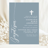 Invitation Dusty Blue Simple Script moderne Baptême