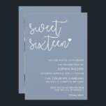 Invitation Dusty Blue Simple Script Sweet 16 Anniversaire Pho<br><div class="desc">Dusty Blue Simple Minimaliste Script Sweet 16 Anniversaire Photo Invitation</div>