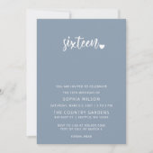 Invitation Dusty Blue Simple Script Sweet 16 Anniversaire Pho (Devant)