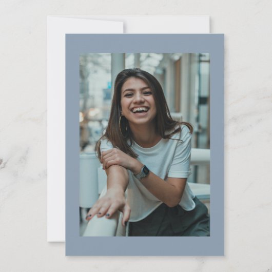 Invitation Dusty Blue Simple Script Sweet 16 Anniversaire Pho (Dos)