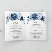 Invitation Dusty Blue Slate Navy Floral Botanal Mariage (Intérieur)