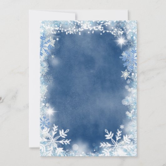 Invitation Dusty Blue Snowflake Boy Clothesline Baby Sprinkle (Dos)
