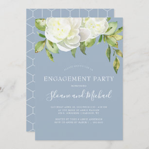 Invitation Dusty Blue Spring Floral Peony