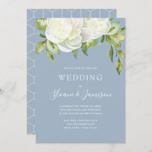 Invitation Dusty Blue Spring Floral Peony Mariage