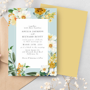 Invitation Dusty Blue Spring Garden Fleur sauvage mariage