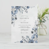 Invitation Dusty Blue Stately Winter Wedding (Debout devant)