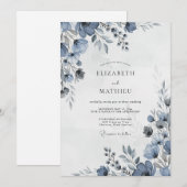 Invitation Dusty Blue Stately Winter Wedding (Devant / Derrière)
