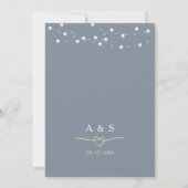 Invitation Dusty Blue String Lights Mariage Réception (Dos)