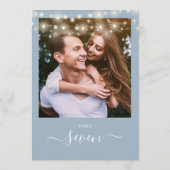 Invitation Dusty Blue String Lights Numéro de la table photo (Dos)