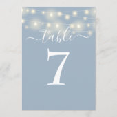 Invitation Dusty Blue String Lights Numéro de tableau (Dos)