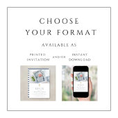 Invitation Dusty Blue Stripes Cross Photo Boy Baptême