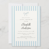 Invitation Dusty Blue Stripes Elégant Baby shower Garçon Vint (Devant)