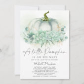 Invitation Dusty Blue Succulents Citrouille Baby shower d'aut (Devant)