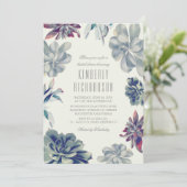 Invitation Dusty Blue Succulents Fête des mariées verdoyante (Debout devant)