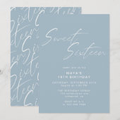 Invitation Dusty Blue Sweet sixteen Simple chic 16e anniversa (Devant / Derrière)
