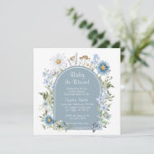 Invitation Dusty Blue Tea Party Baby in Bloom Baby shower (Debout devant)