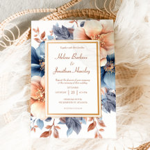 Dusty Blue Terracotta Aquarelle Mariage élégant