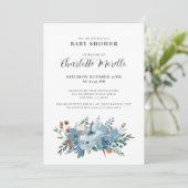 Invitation Dusty Blue Terracotta Baby shower Floral (Debout devant)